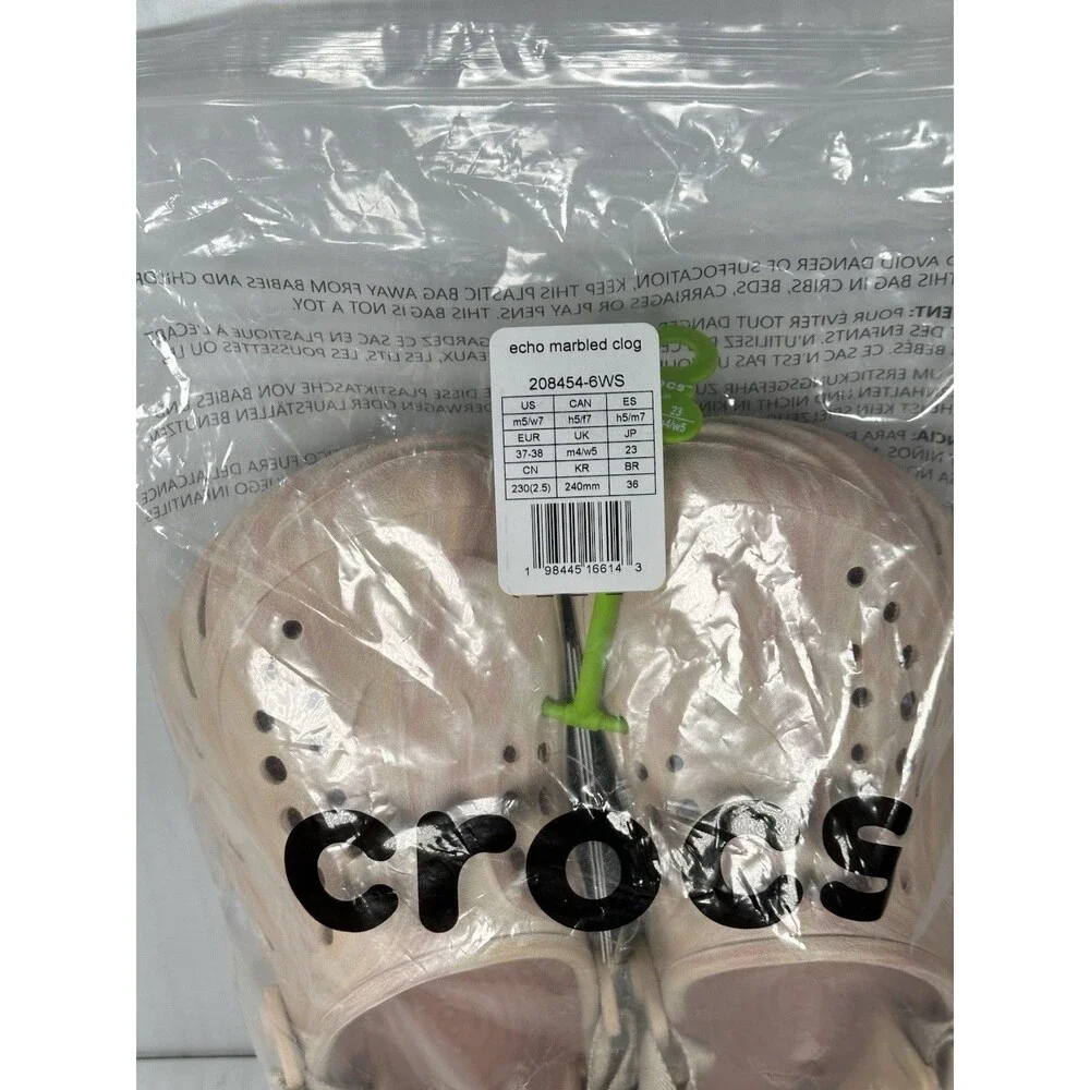 Crocs Echo Marble Clogs Mens 5 / Womens 7 Quartz Shoes 208454-6WS NEW